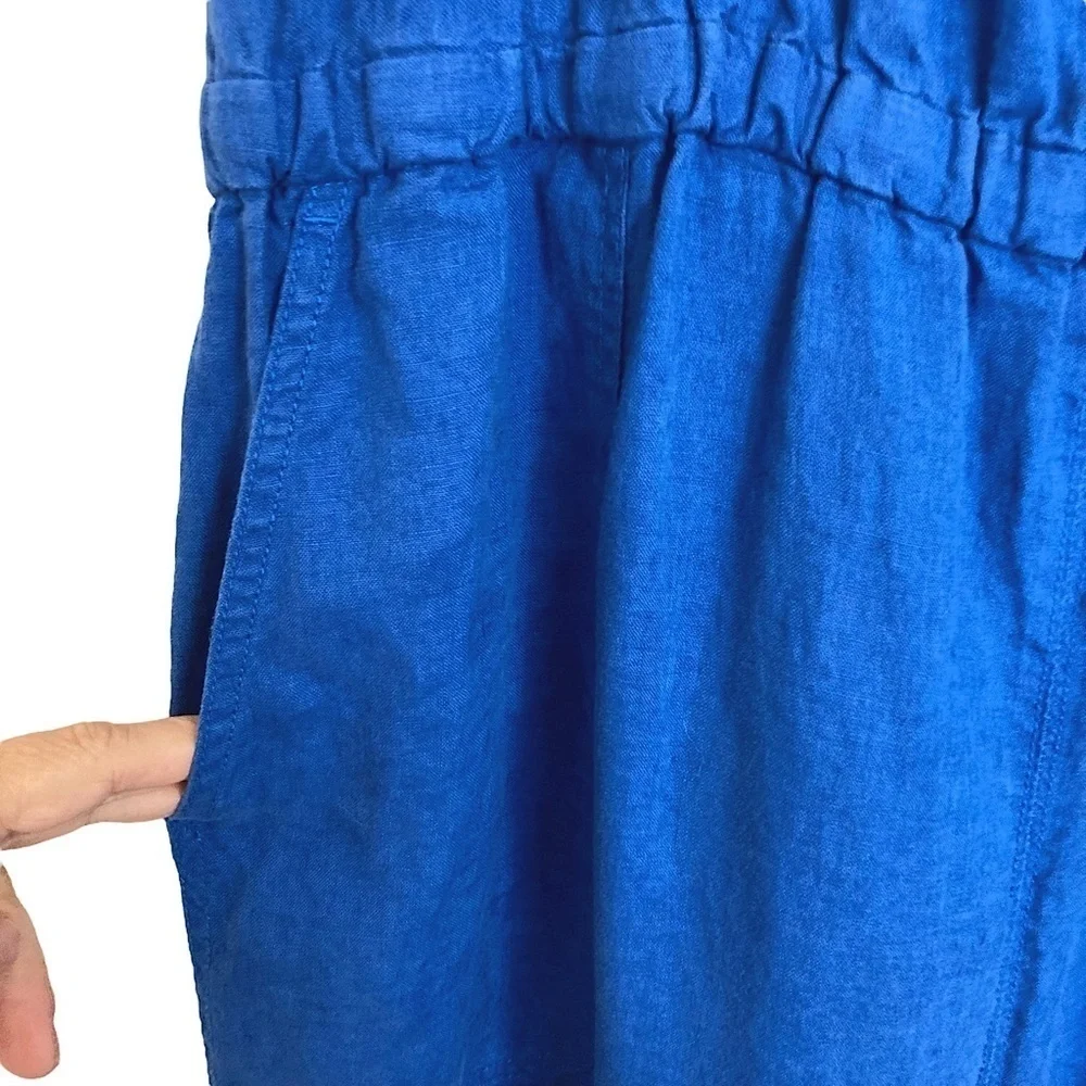 EVERLANE The Linen Shoestring Jumpsuit Lapis Blue